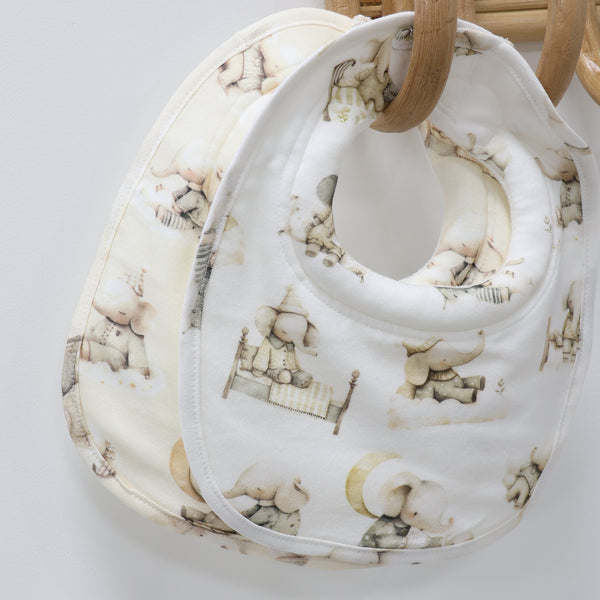 Elephant Bedtime 2pk Dribble Bibs