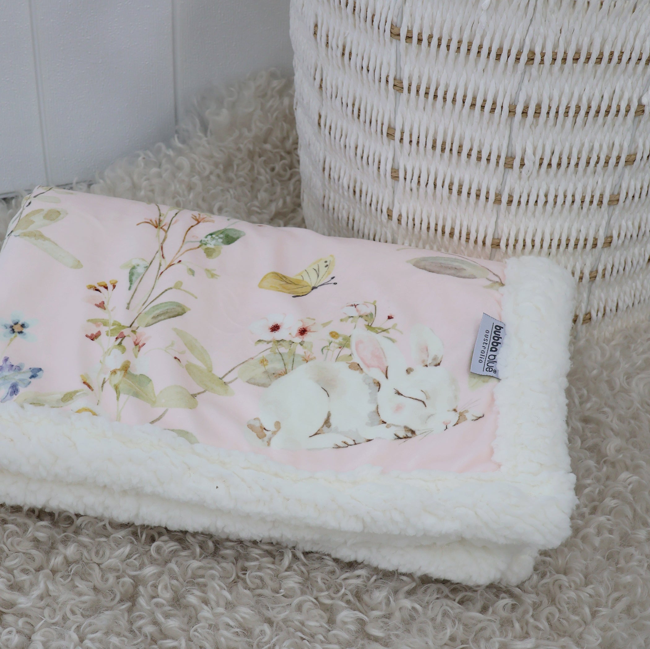 Sleeping Bunny Reversible Fleece Cuddle Blanket