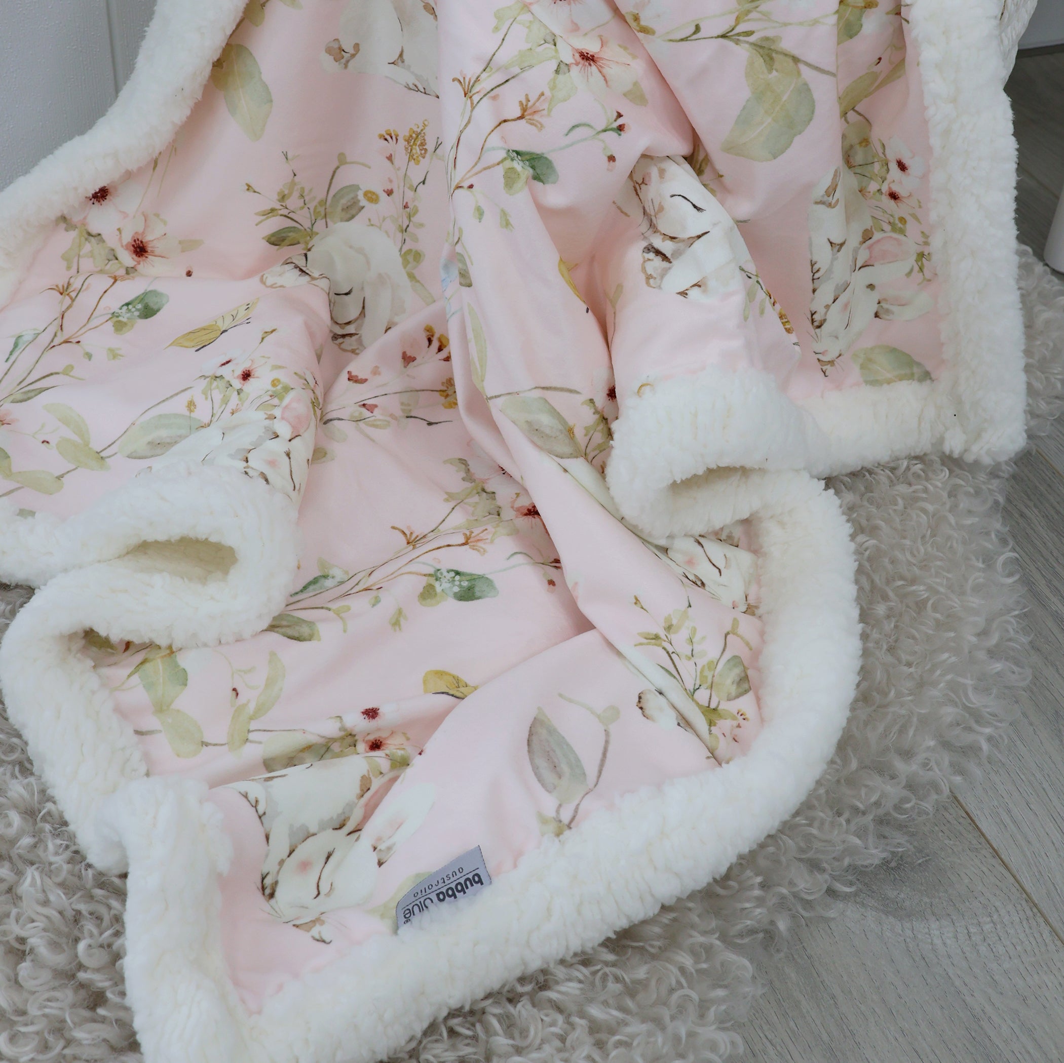 Sleeping Bunny Reversible Fleece Cuddle Blanket