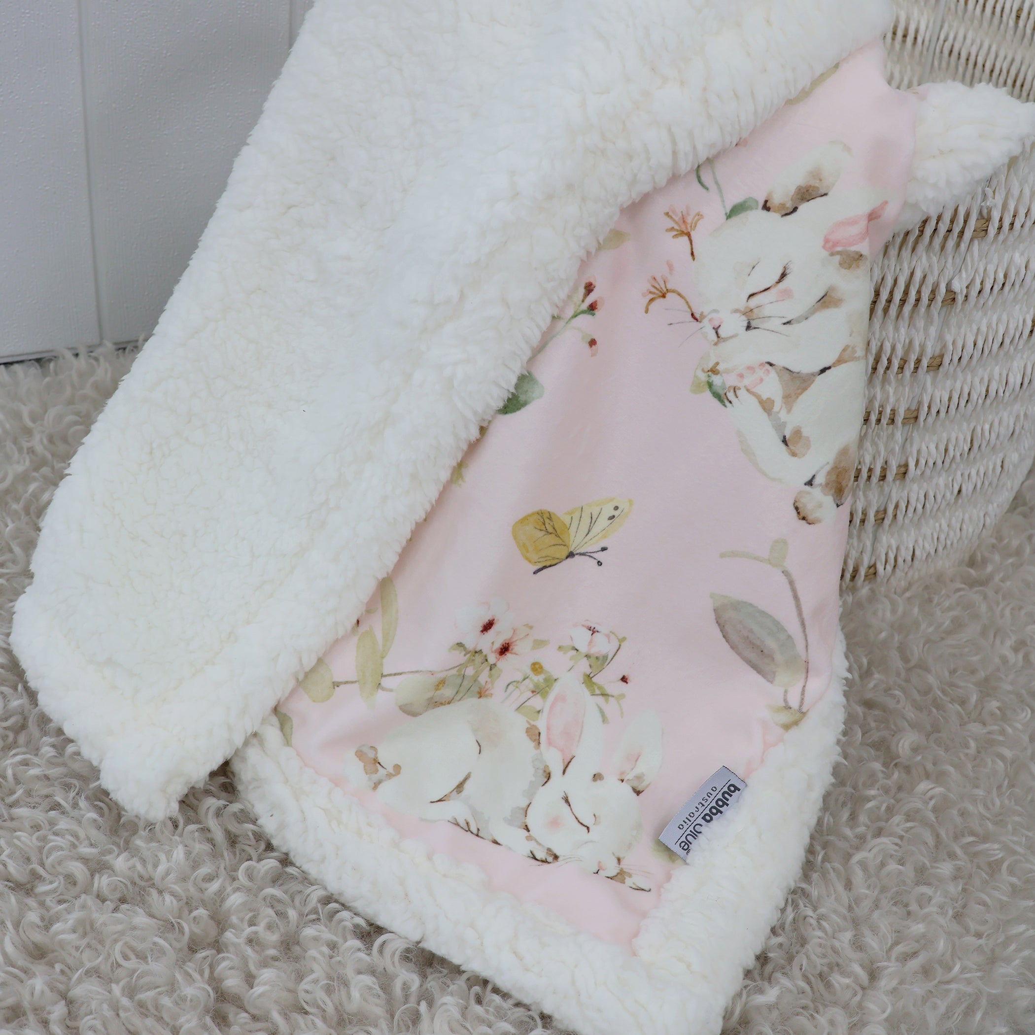 Sleeping Bunny Reversible Fleece Cuddle Blanket
