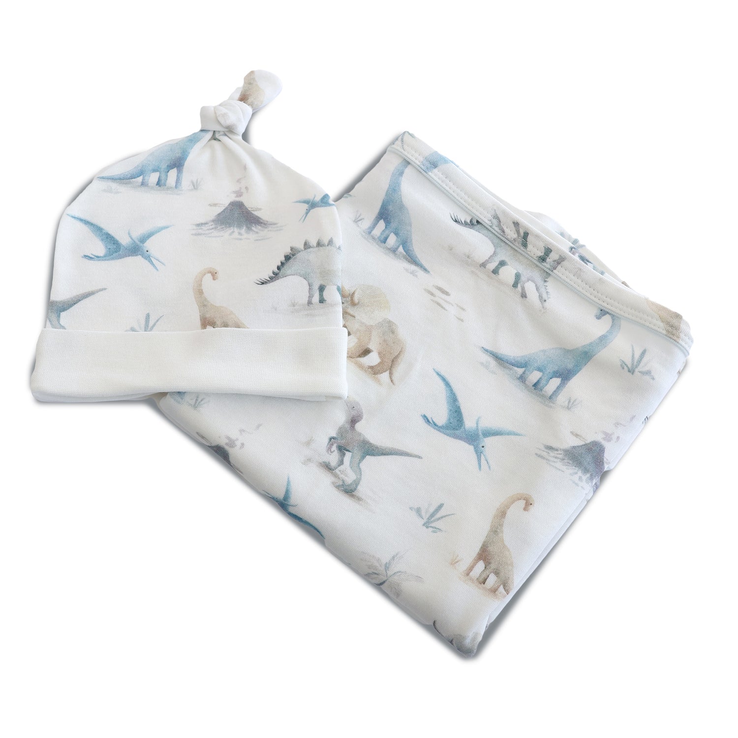 Jurassic Bamboo 2PCS Jersey Swaddle & Beanie Set