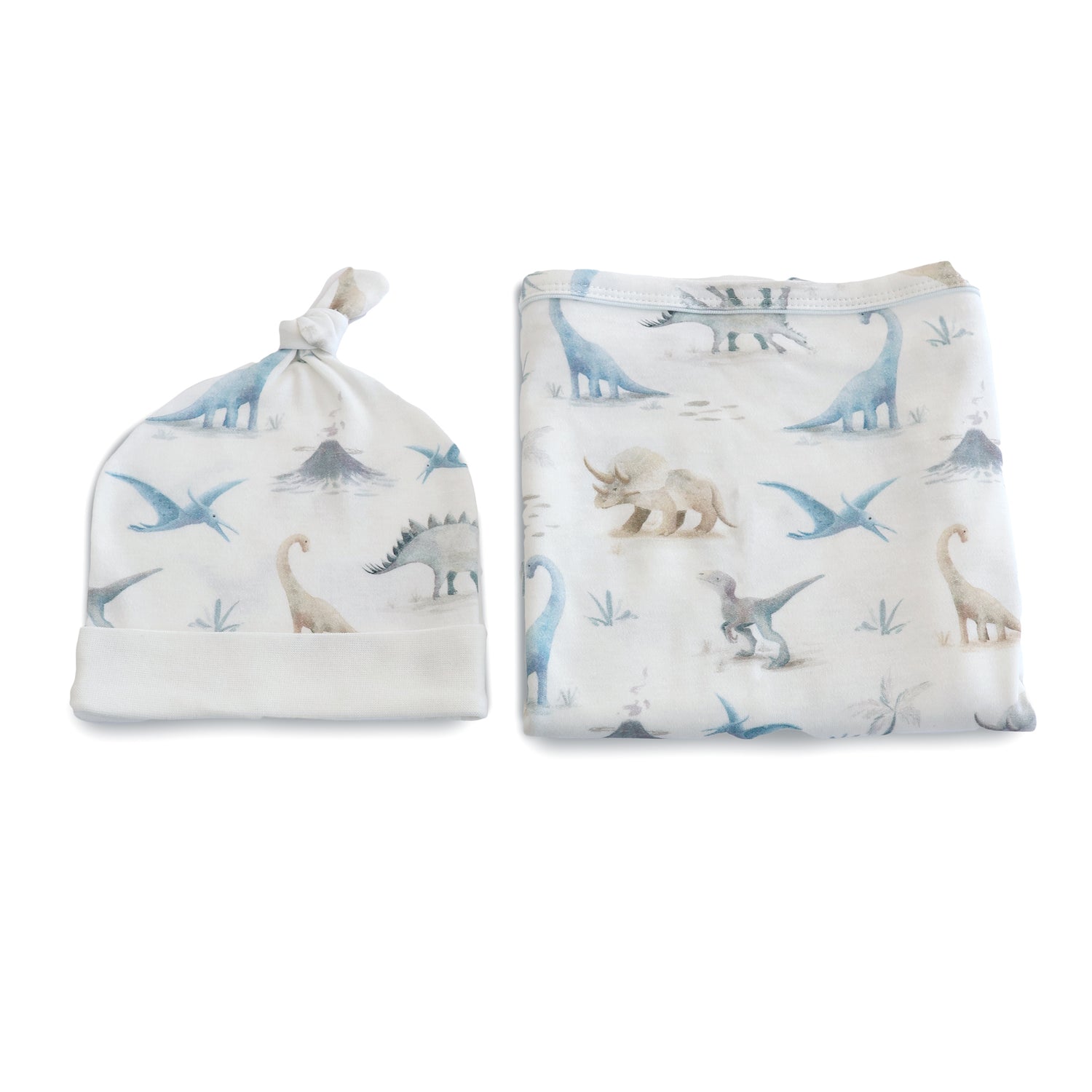 Jurassic Bamboo 2PCS Jersey Swaddle & Beanie Set