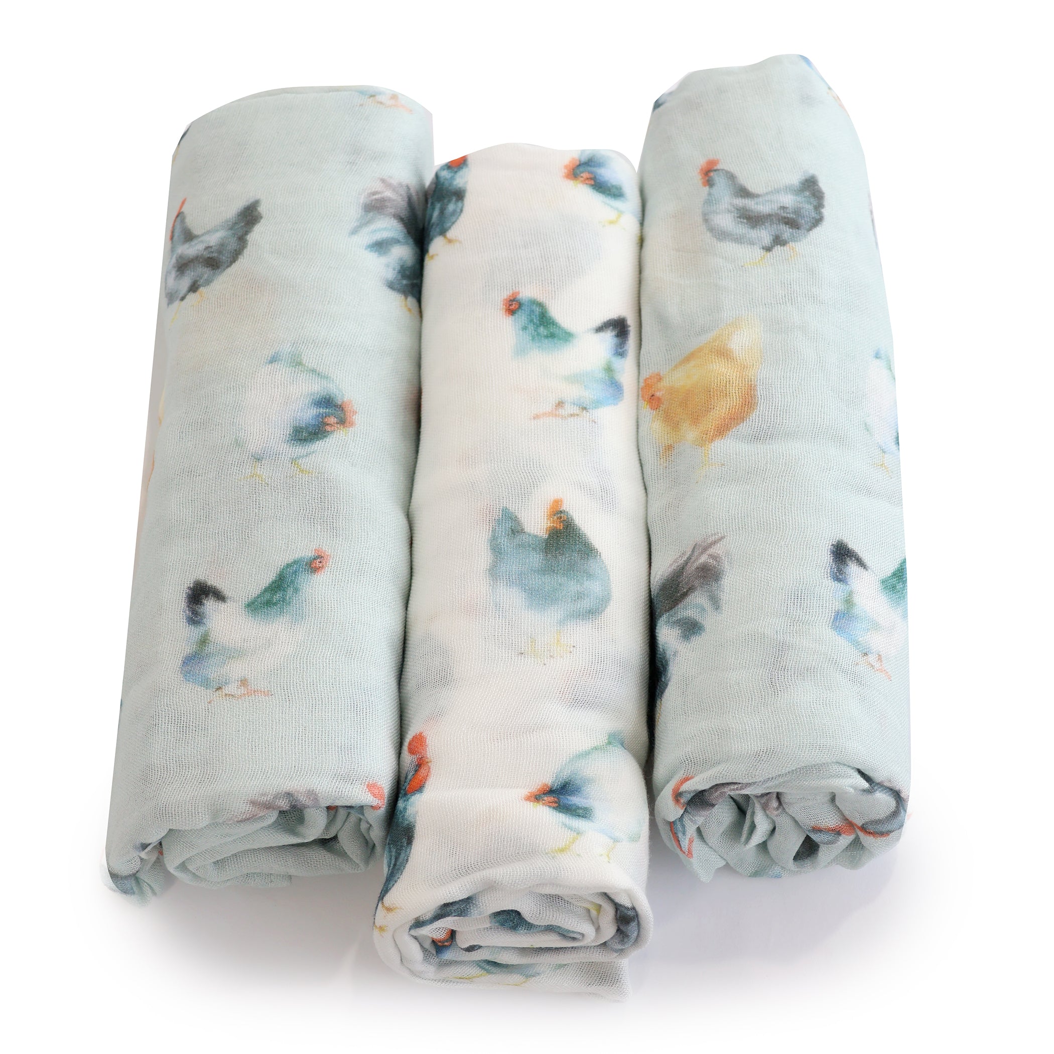 Little Rooster 3pk Muslin Wraps