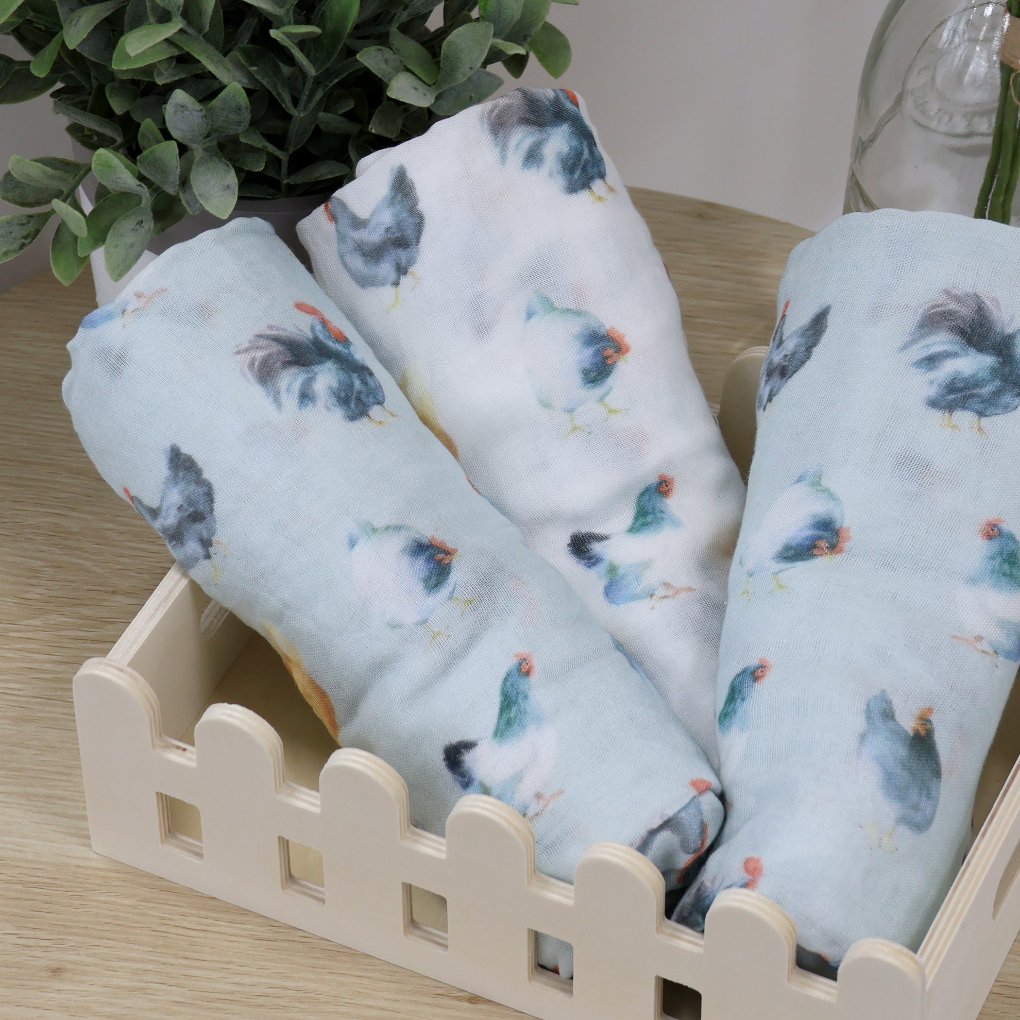Little Rooster 3pk Muslin Wraps