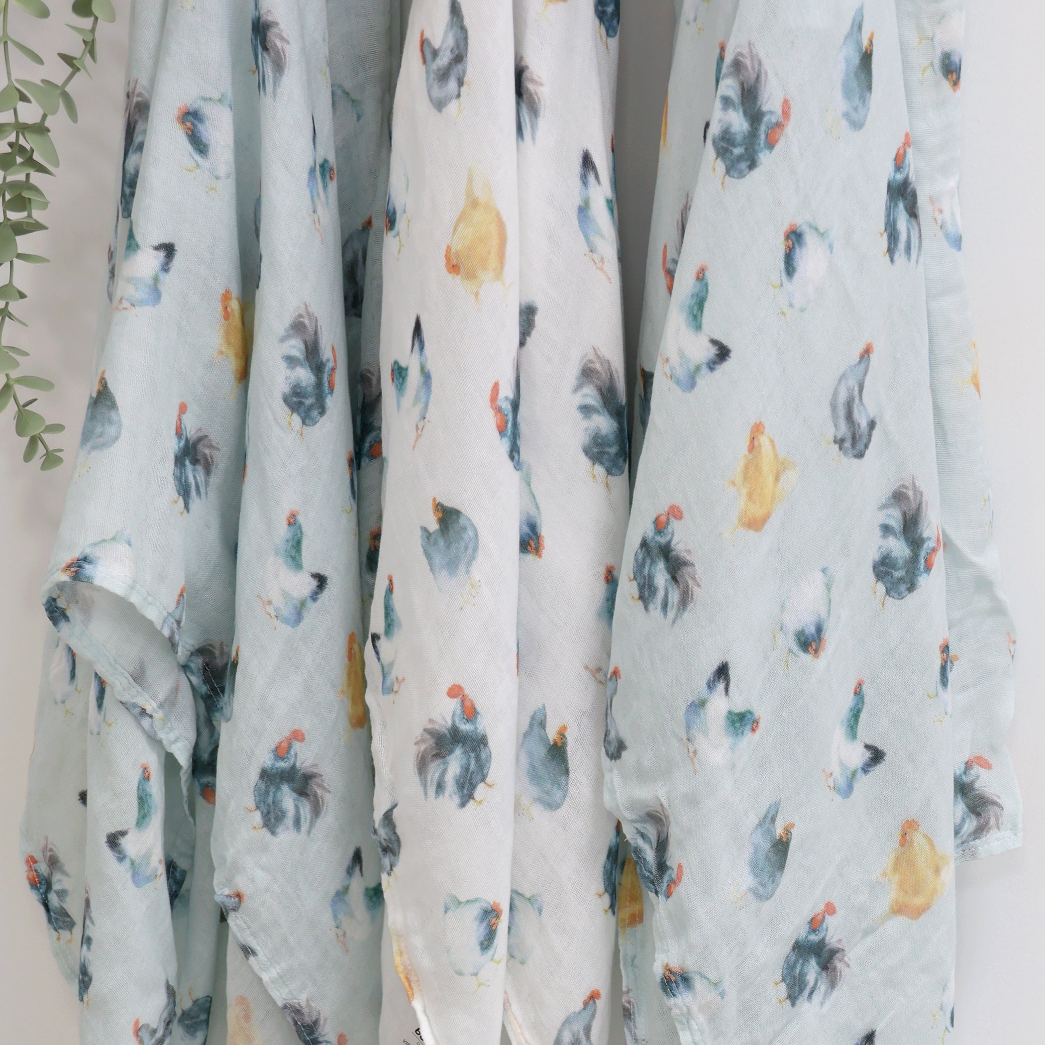 Little Rooster 3pk Muslin Wraps