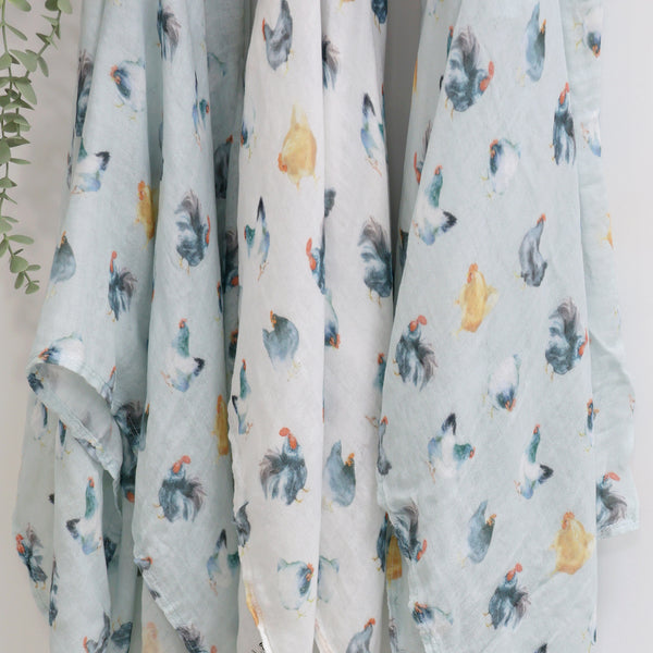 Little Rooster 3pk Muslin Wraps