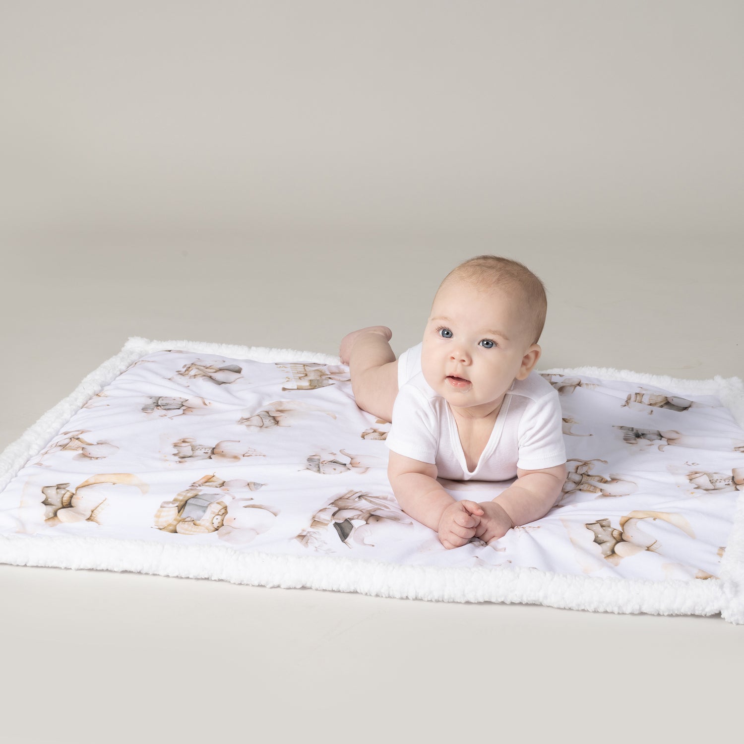 Elephant Bedtime Reversible Fleece Cuddle Blanket