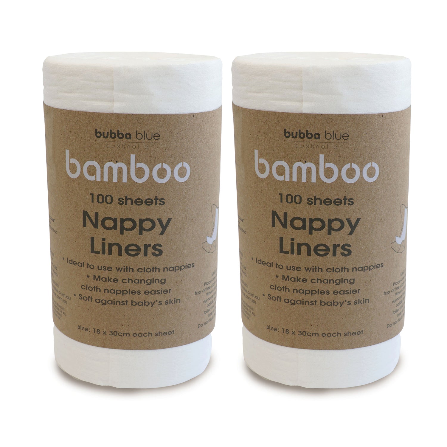 2x Bamboo White 100 Sheets Bamboo Nappy Liners Bundle