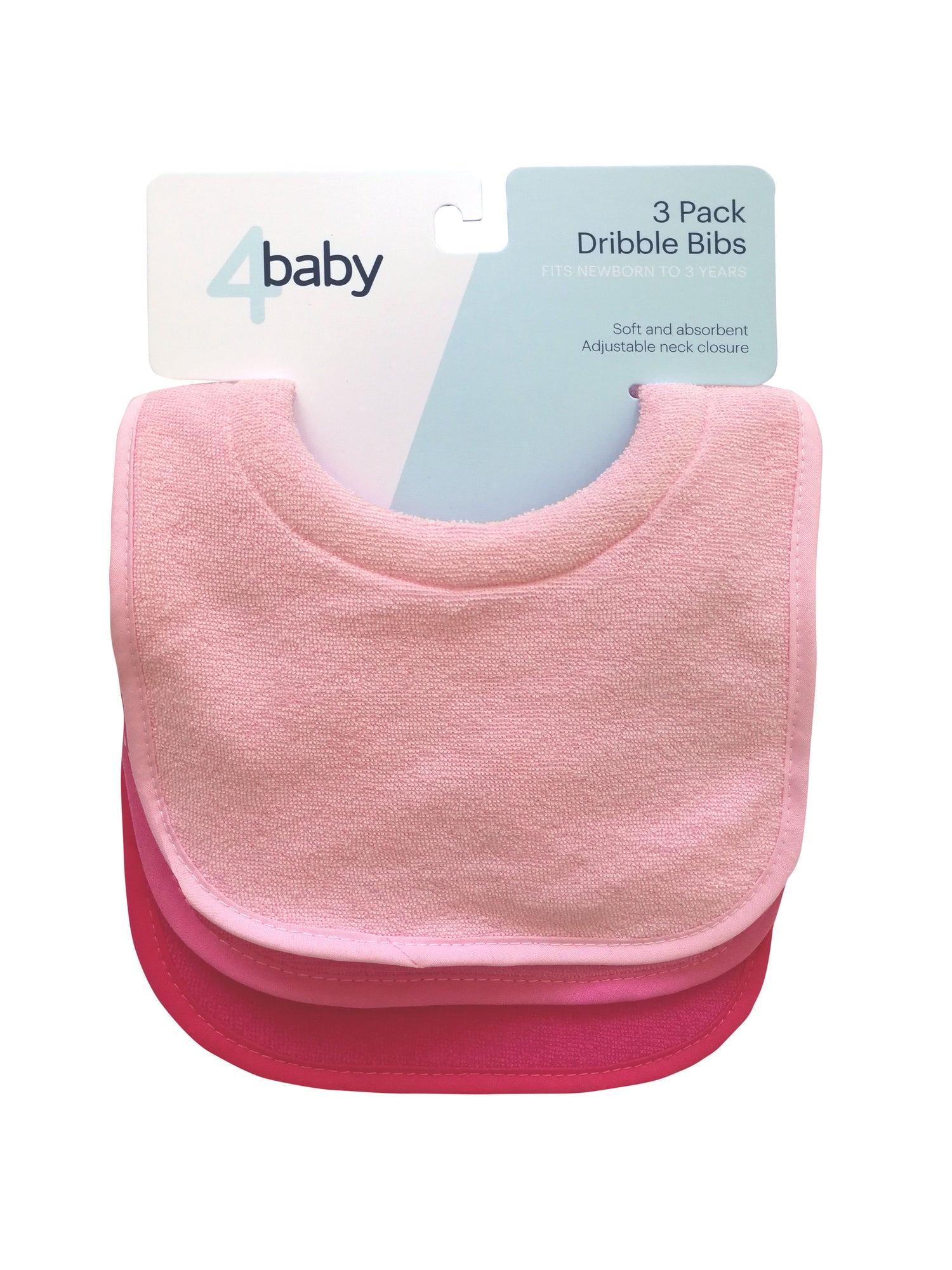 4Baby 3pk Dribble Bibs Pink