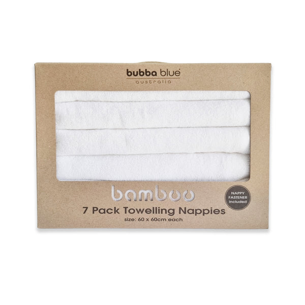 Bamboo White 7 pack Nappies / Towelling Squares