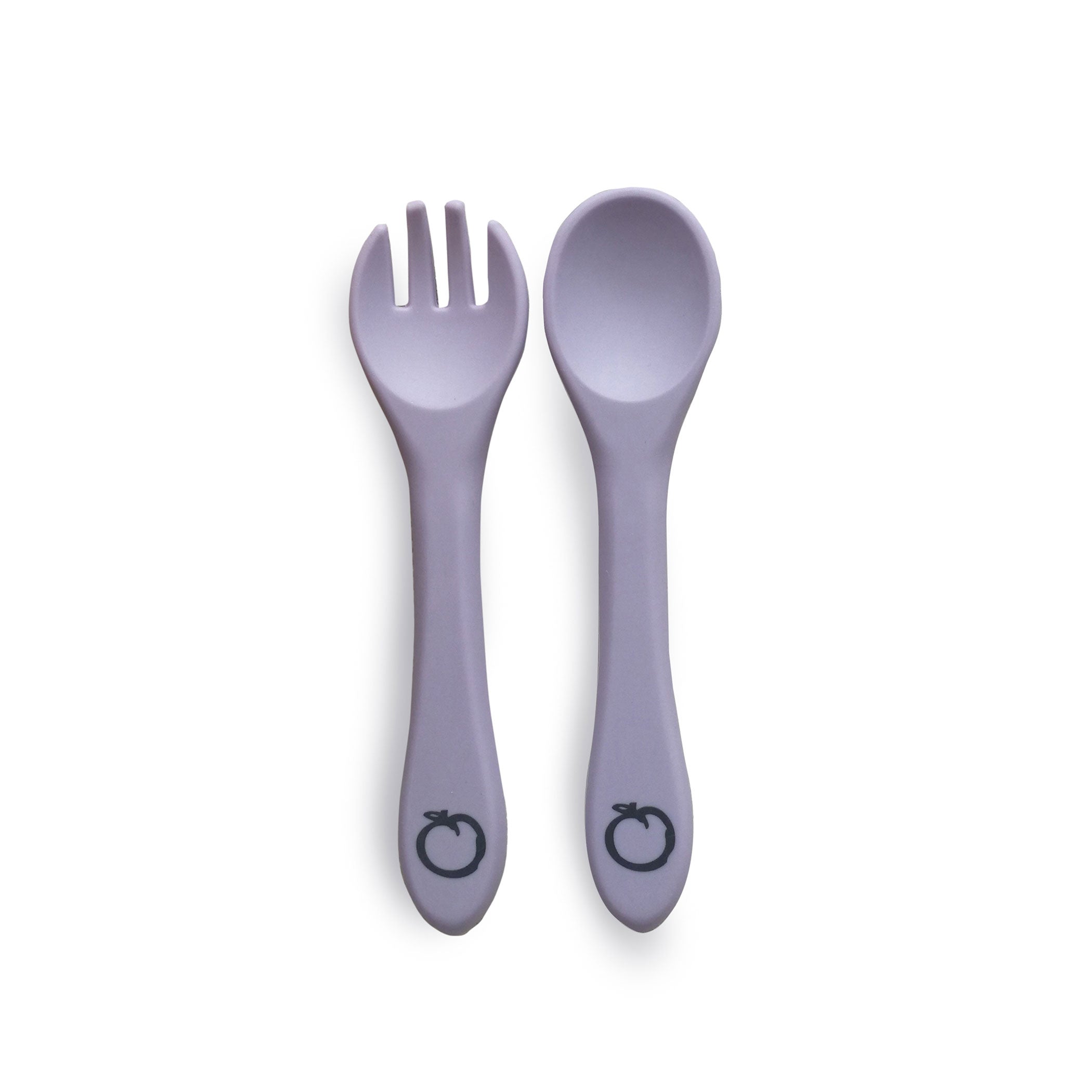 Plum Silicone 2pk Fork & Spoon Set - Lilac
