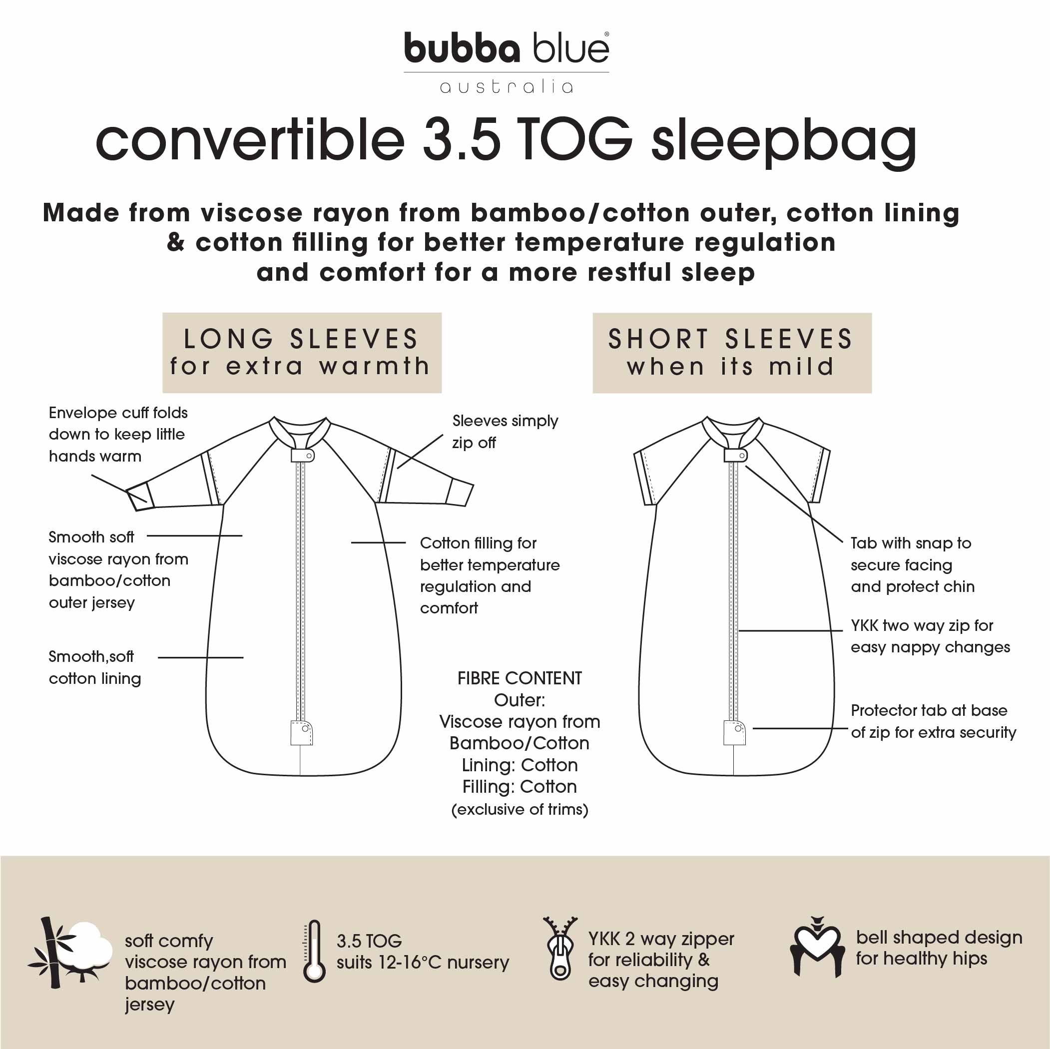 Nordic 3.5 TOG Convertible Sleep Bag - Rose