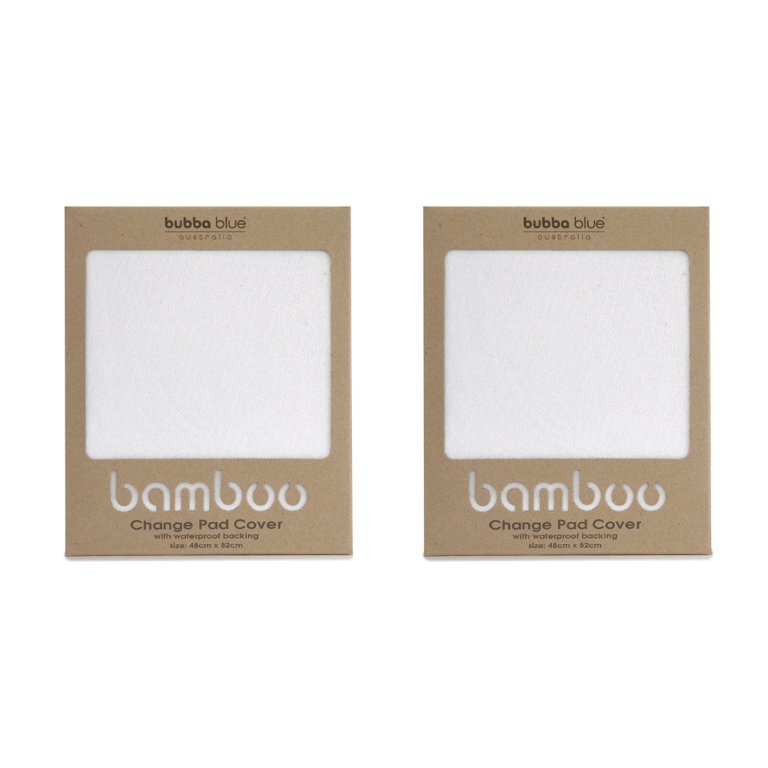 2x Bamboo White Waterproof Change Mat Covers Bundle