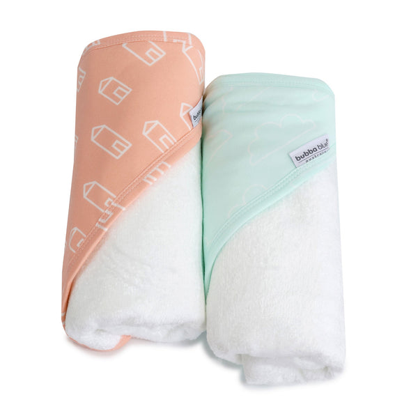 Nordic 2pk Hooded Towel Coral/Tiffany