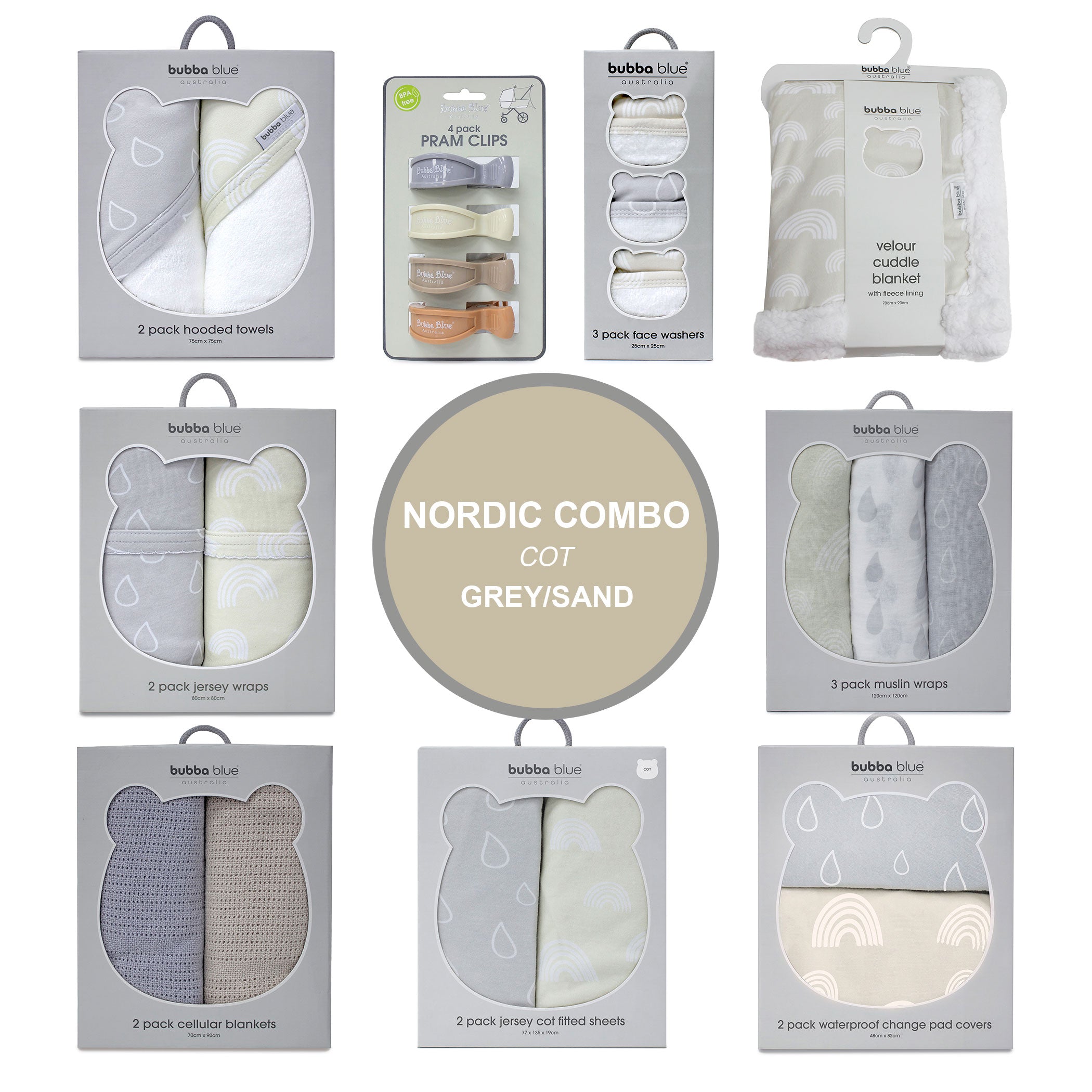 Nordic Cot Combo - Grey/Sand