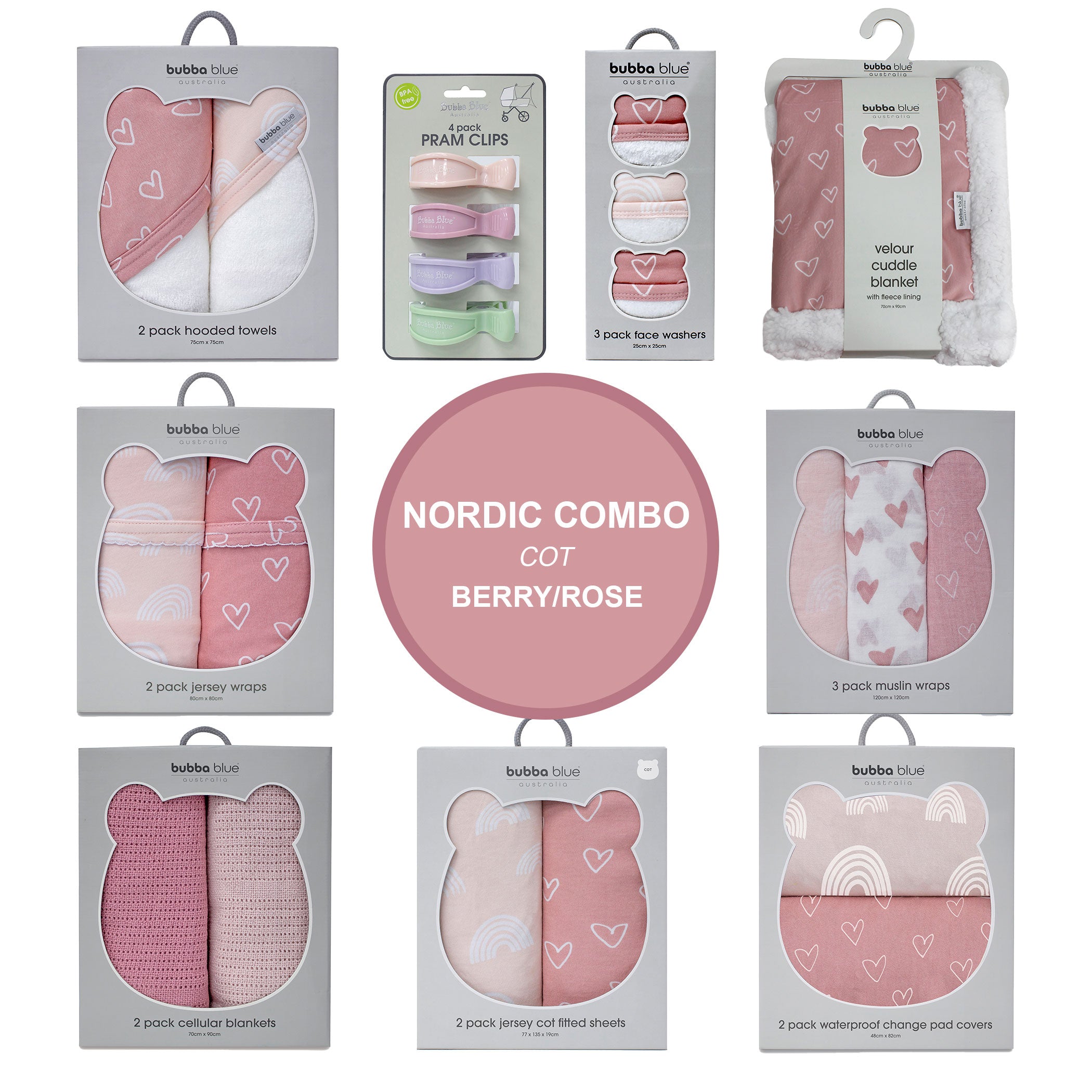 Nordic Cot Combo - Berry/Rose