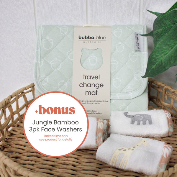 Nordic Travel Change Mat - Avocado Plus FREE Jungle Face Washers