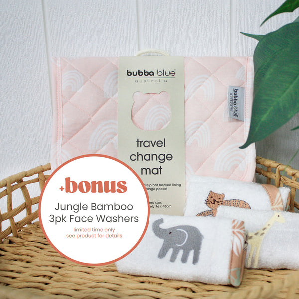 Nordic Travel Change Mat - Rose Plus FREE Jungle Face Washers