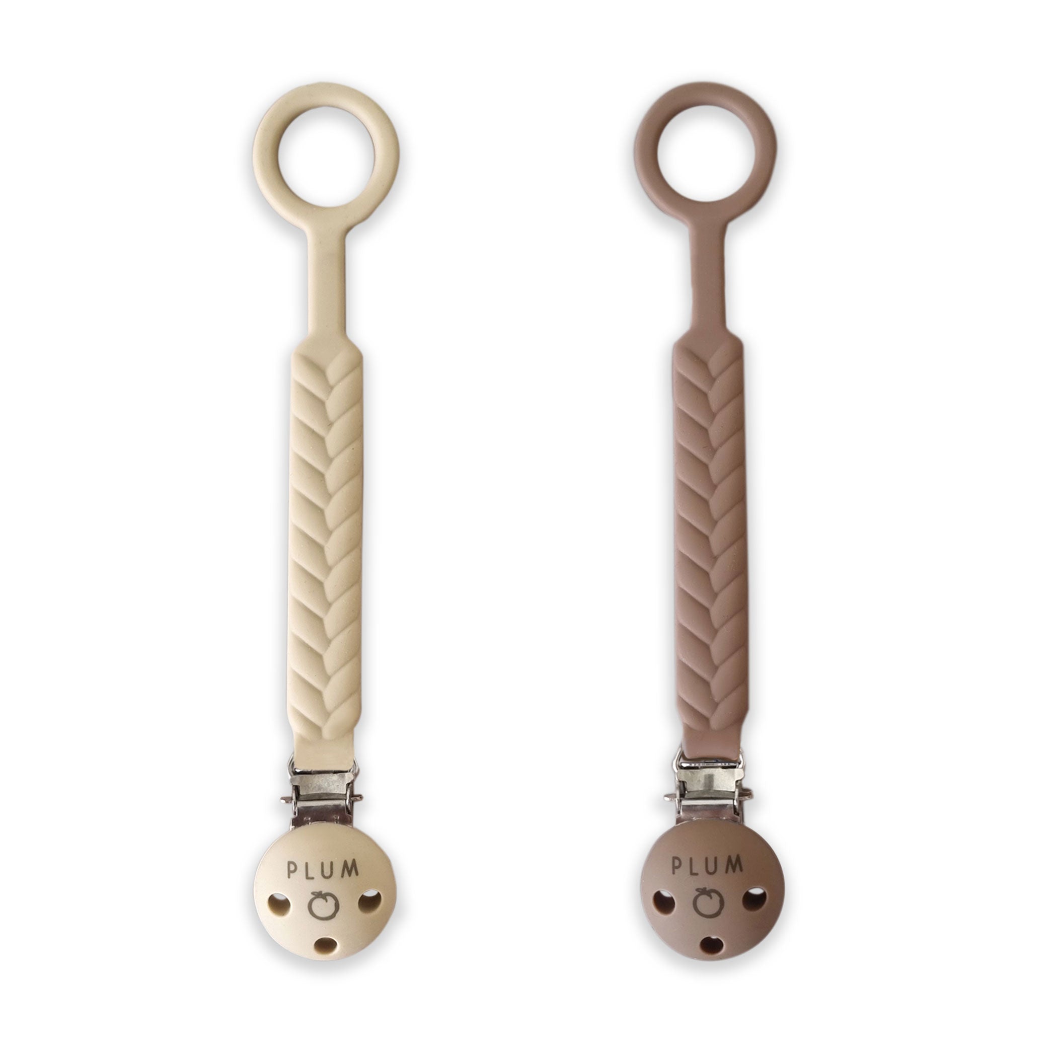 PLUM Silicone Soother Connectors Bundle - Sand & Nutmeg