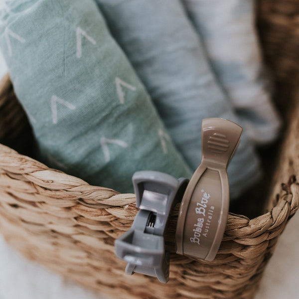 4pk Pram Clips Unisex Pack - Grey/Sand/Nutmeg/Terracotta