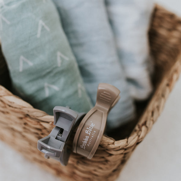 4pk Pram Clips Unisex Pack - Grey/Sand/Nutmeg/Terracotta
