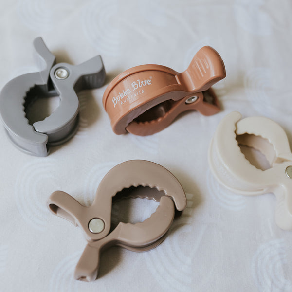 4pk Pram Clips Unisex Pack - Grey/Sand/Nutmeg/Terracotta