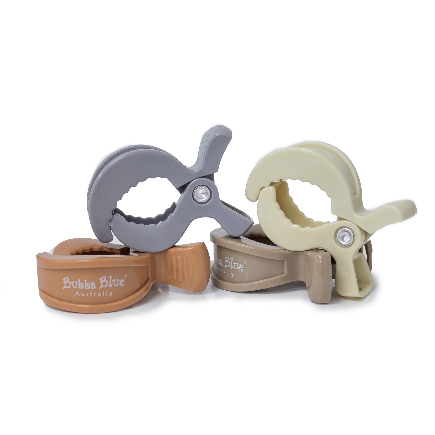 4pk Pram Clips Unisex Pack - Grey/Sand/Nutmeg/Terracotta