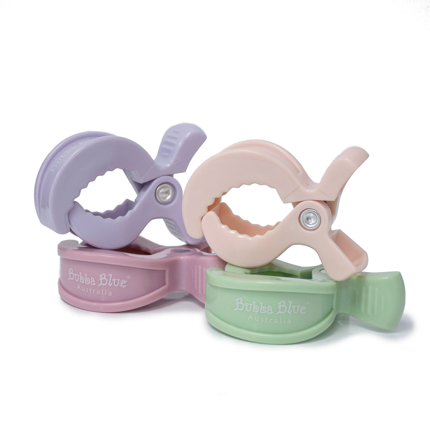 4pk Pram Clips Girl Pack - Dusty Berry/Salmon/Lilac/Olive