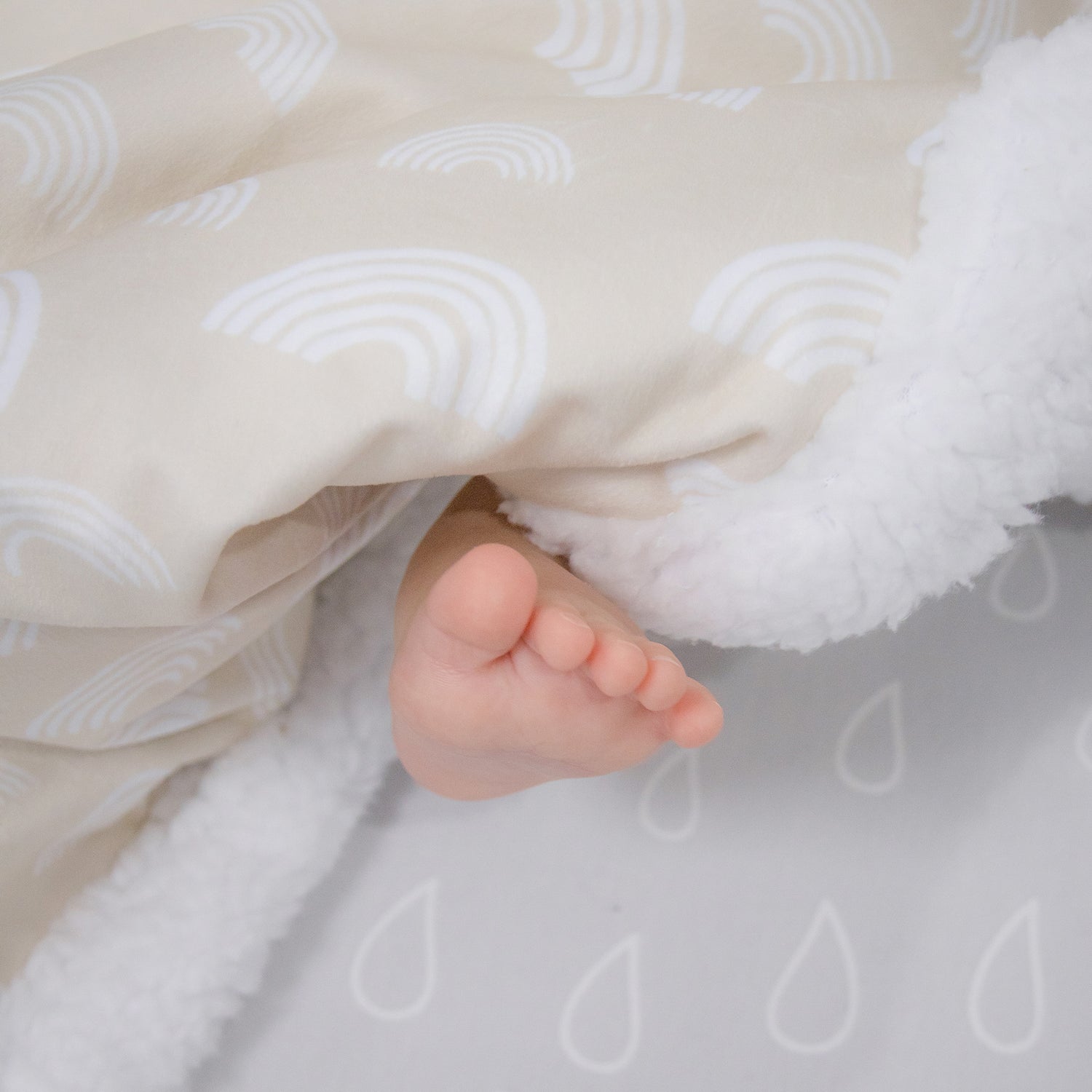 Nordic Velour Cuddle Blanket with Fleece Lining - Sand Rainbow