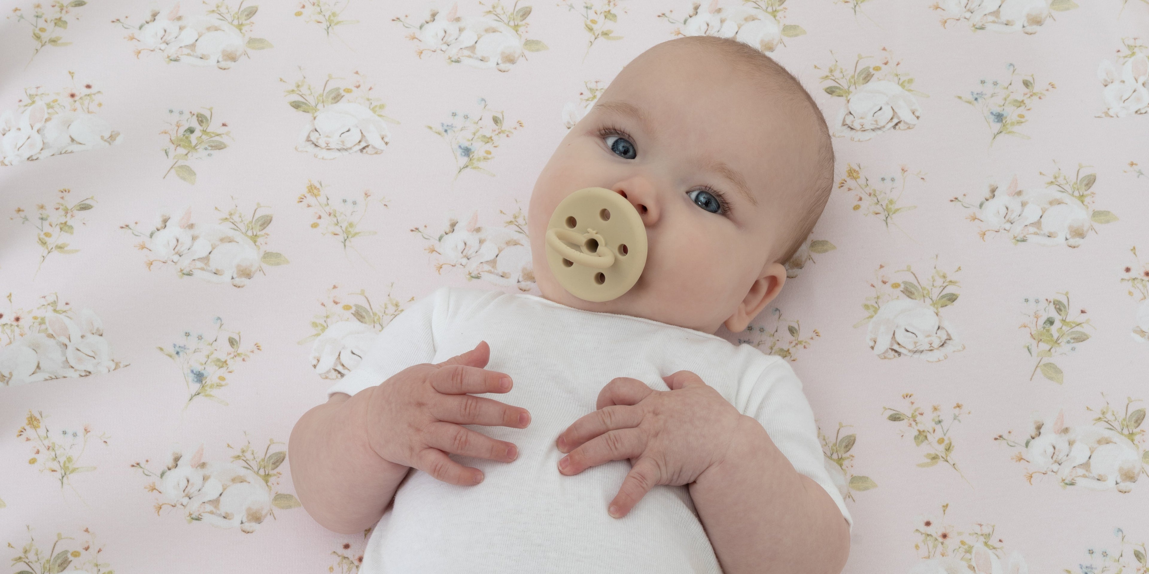 plum brand silicone baby soothers in a range of pastel colours