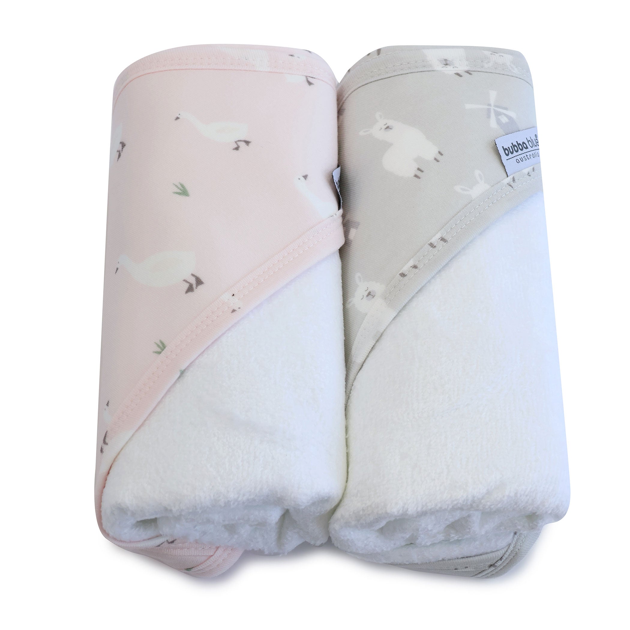 Provincial 2pk Hooded Towel - Blush/Grey