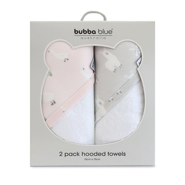 Provincial 2pk Hooded Towel - Blush/Grey