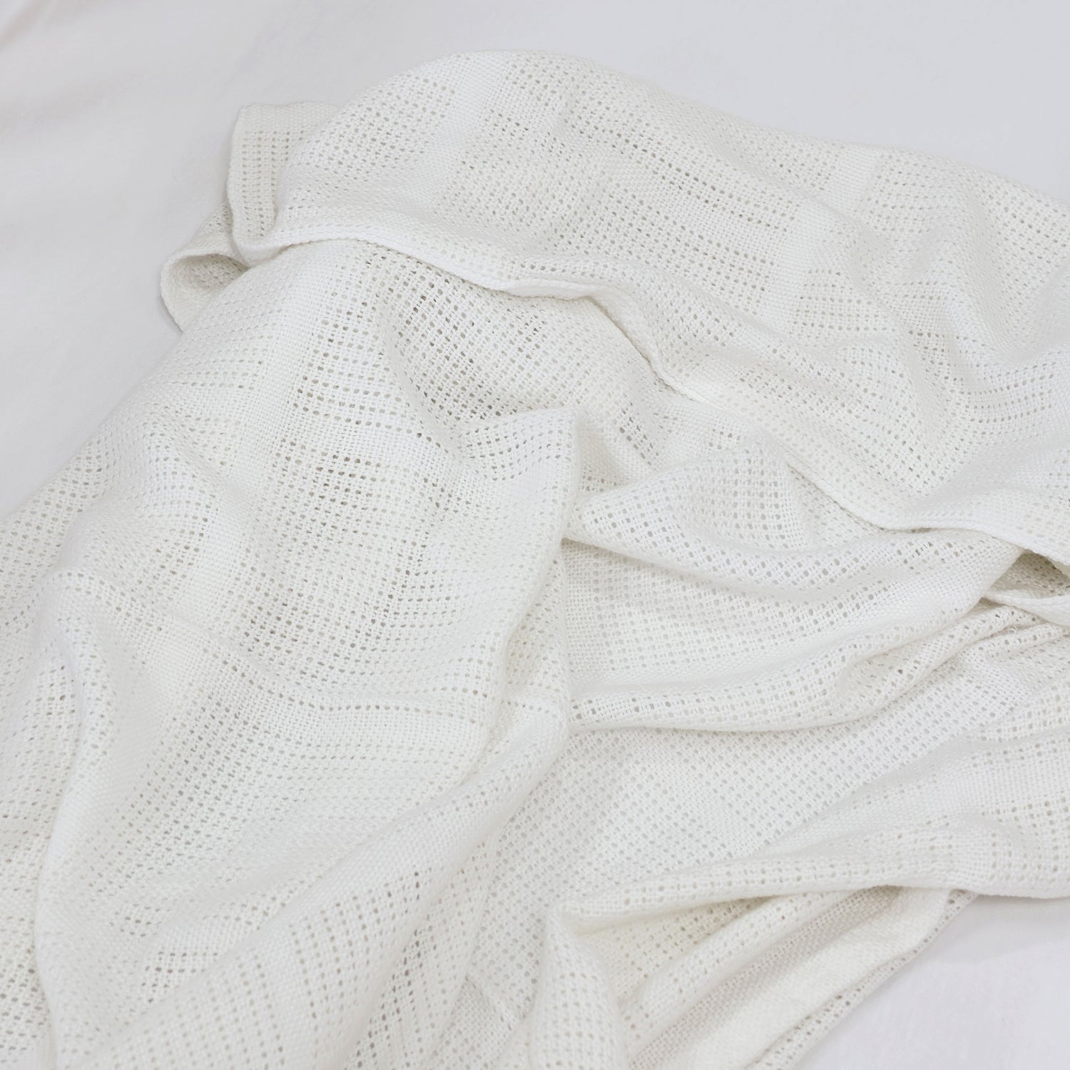 Bamboo White Cellular Large Blanket