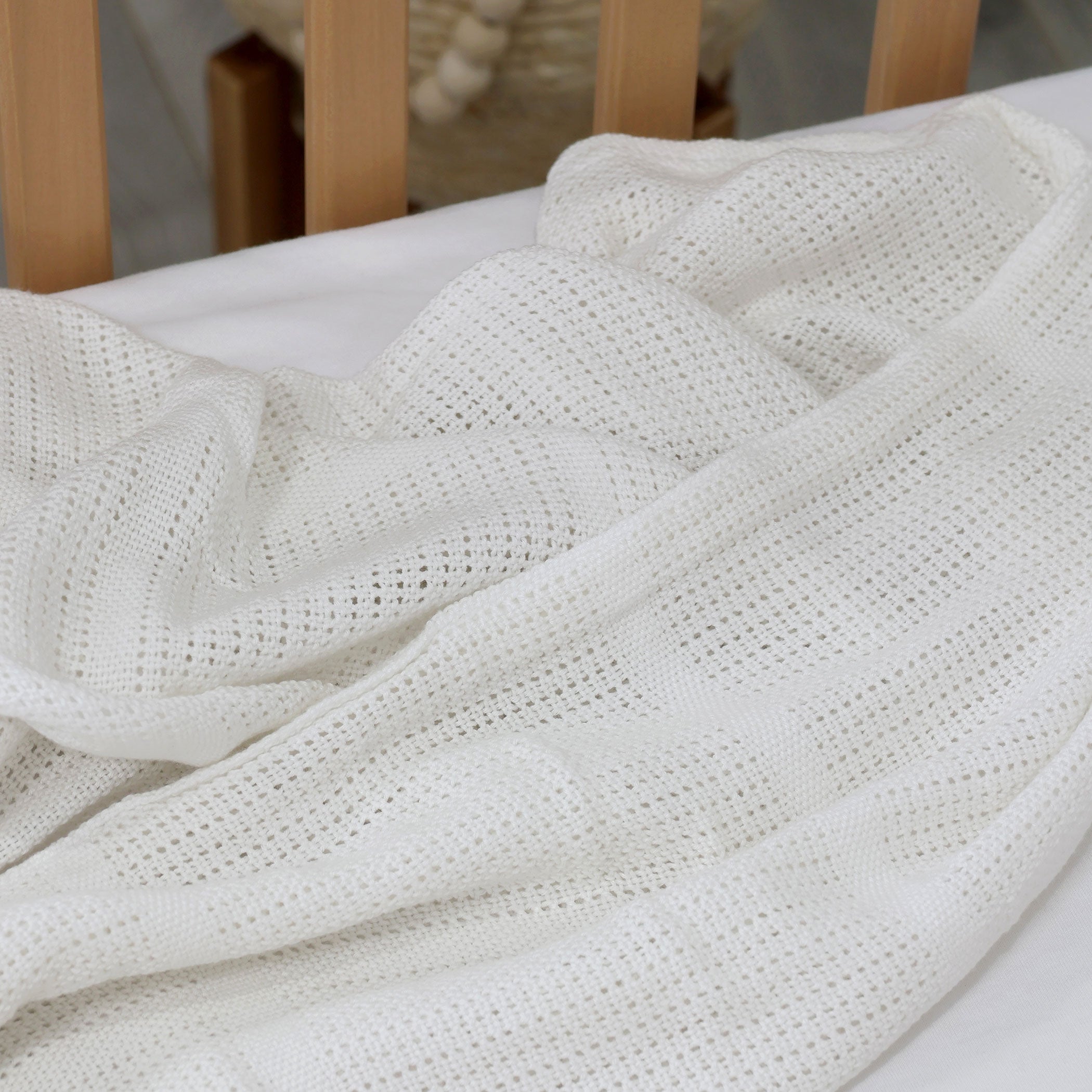 Bamboo White Cellular Cot Blankets