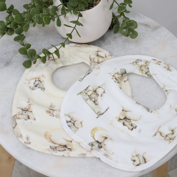 Elephant Bedtime 2pk Dribble Bibs
