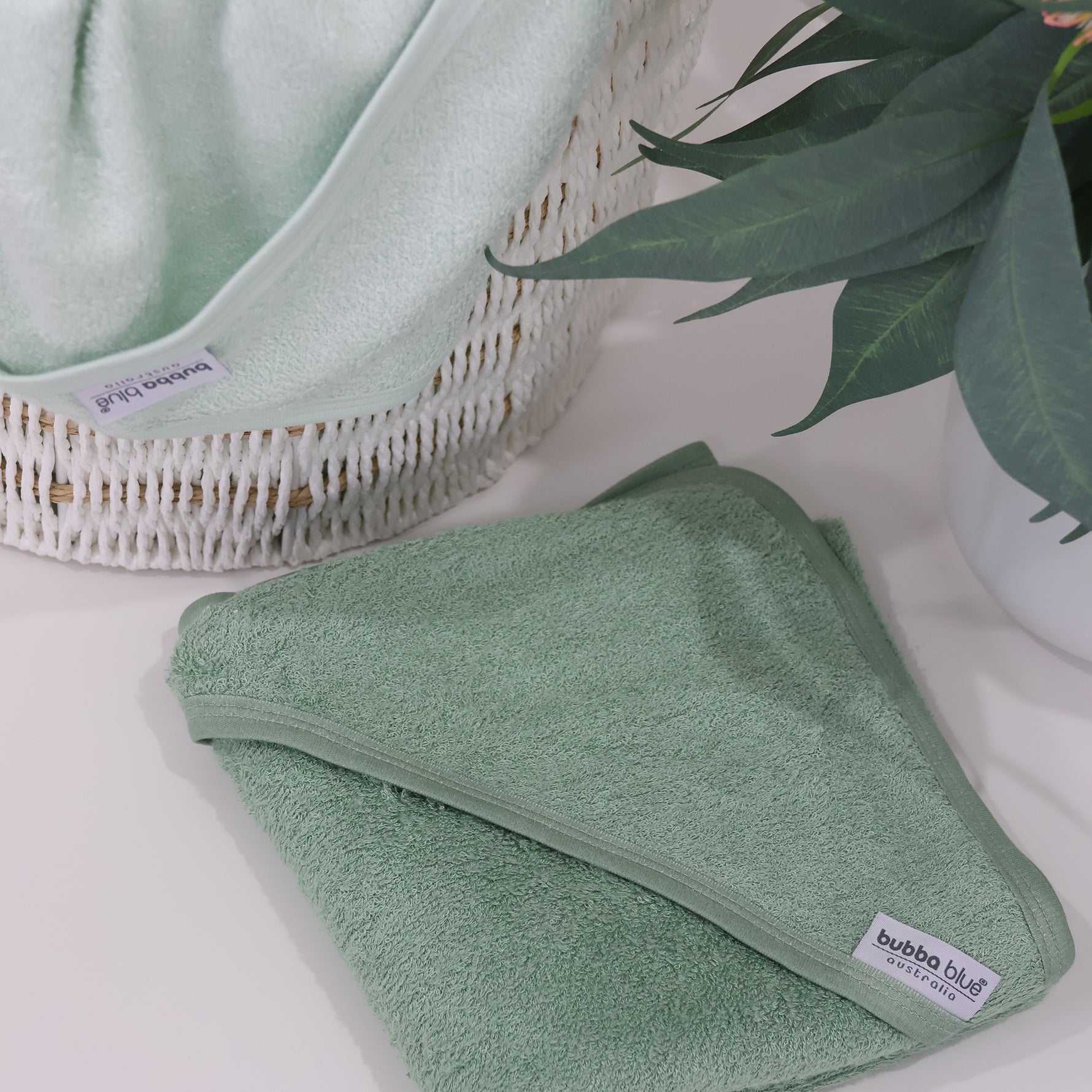 Bubba Sundae 2PK Hooded Towels - Greentea - Bubba Blue Australia