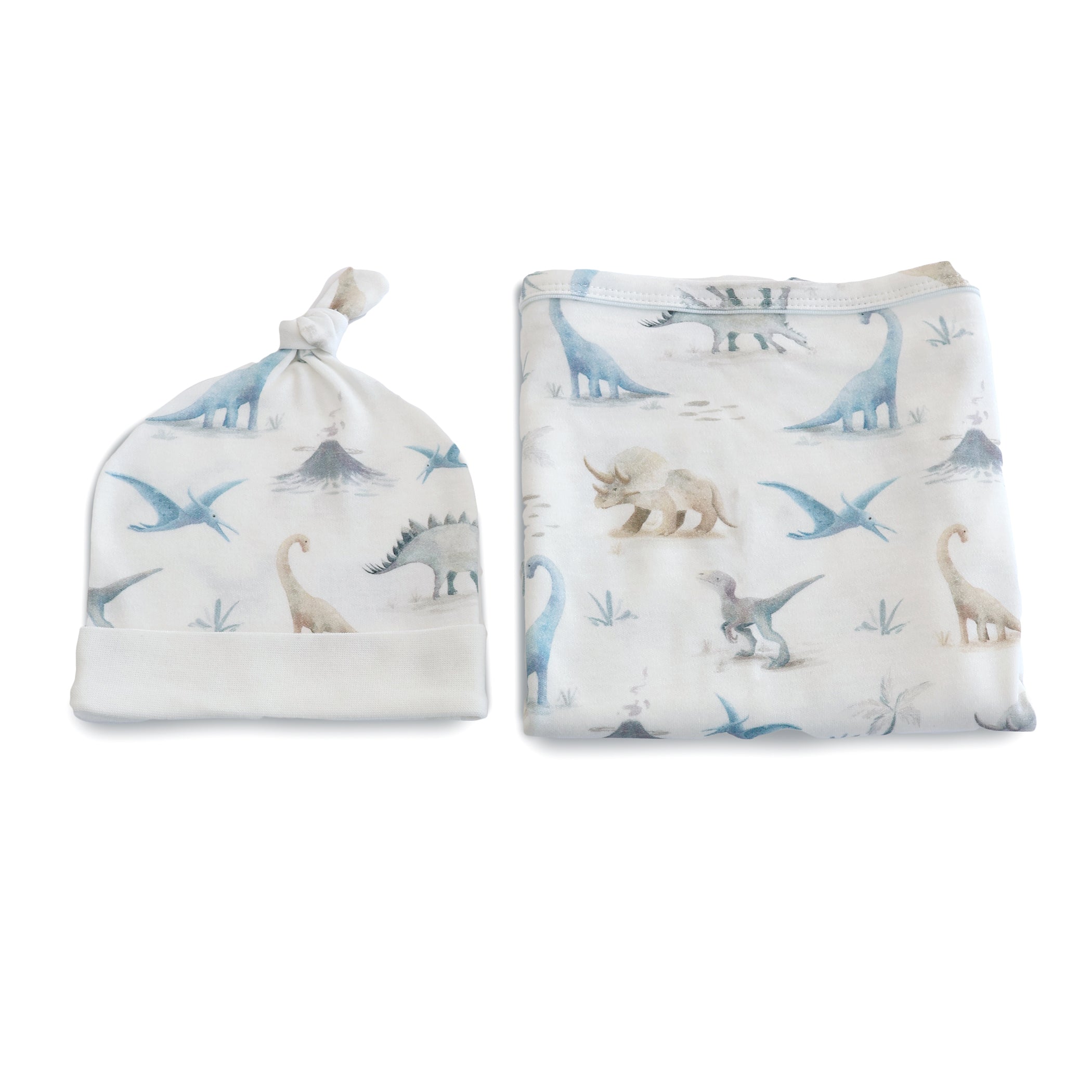 Jurassic Bamboo 2PCS Jersey Swaddle & Beanie Set