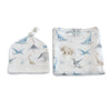 Jurassic Bamboo 2PCS Jersey Swaddle & Beanie Set