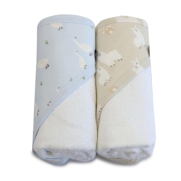 Provincial 2pk Hooded Towel - Sky/Almond