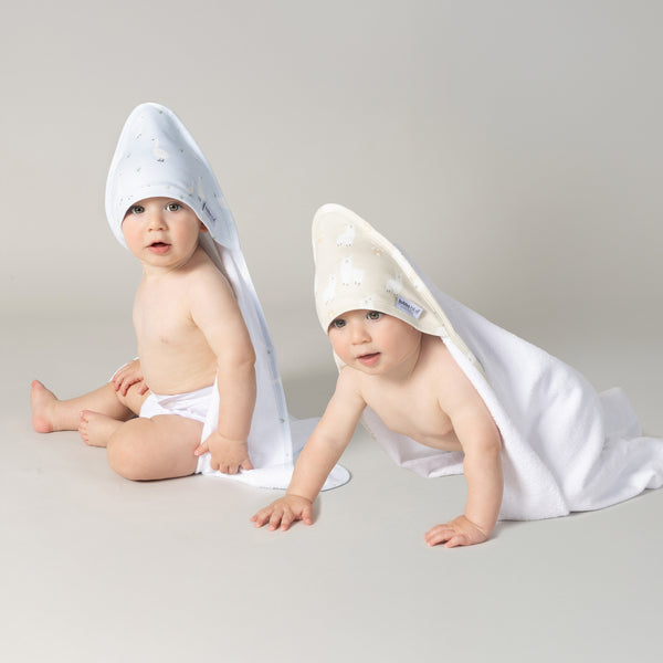 Provincial 2pk Hooded Towel - Sky/Almond