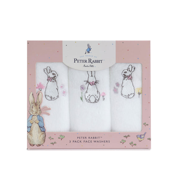 Peter Rabbit 'New Adventure' 3 Pack Face Washers - Pink
