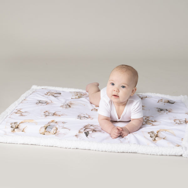 Bedtime Elephant Reversible Fleece Cuddle Blanket