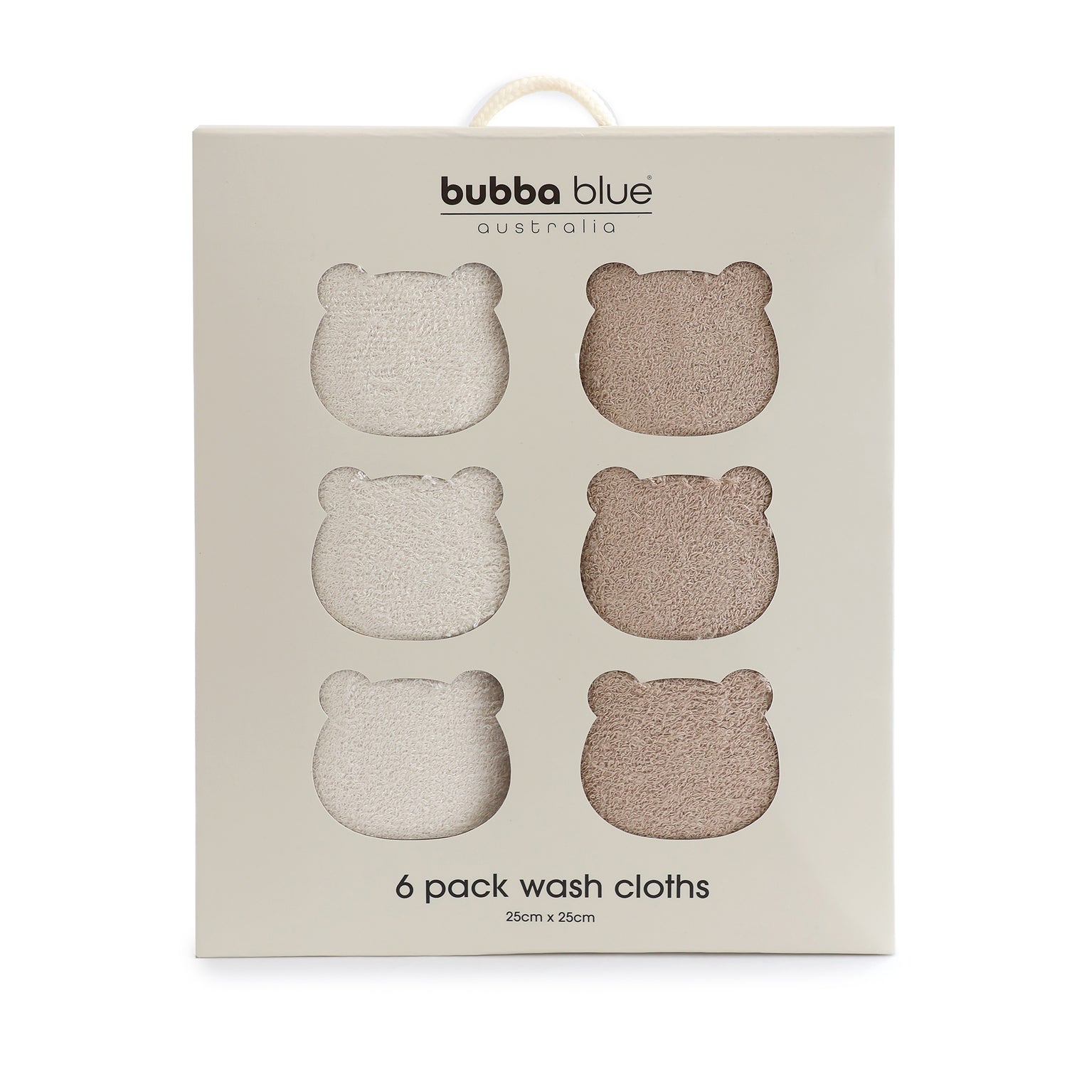Bubba Sundae 6pk Wash Cloths - Chestnut - Bubba Blue Australia