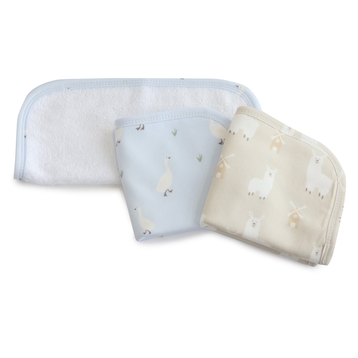 Provincial 3pk Wash Cloth - Sky/Almond