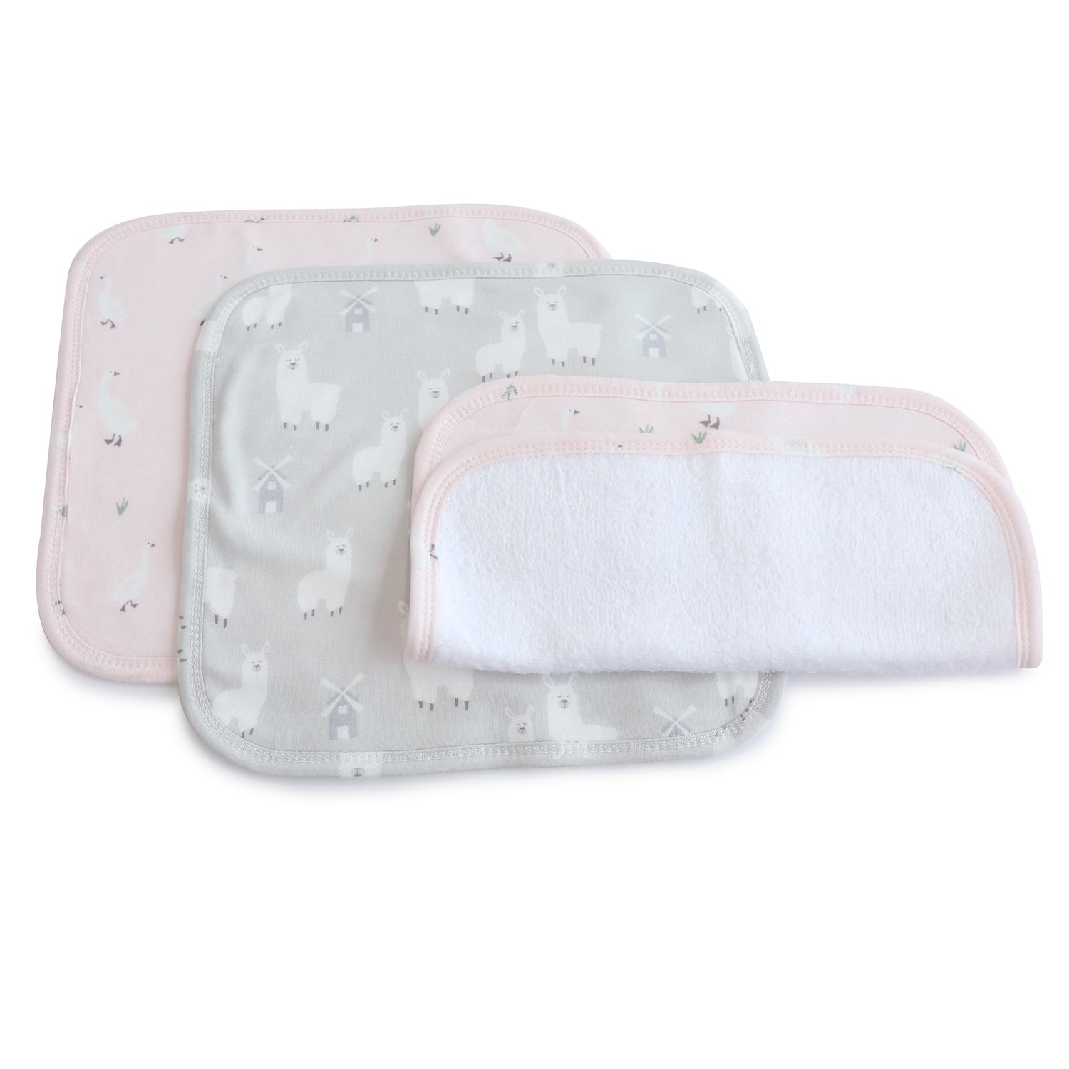 Provincial 3pk Wash Cloth - Blush/Grey