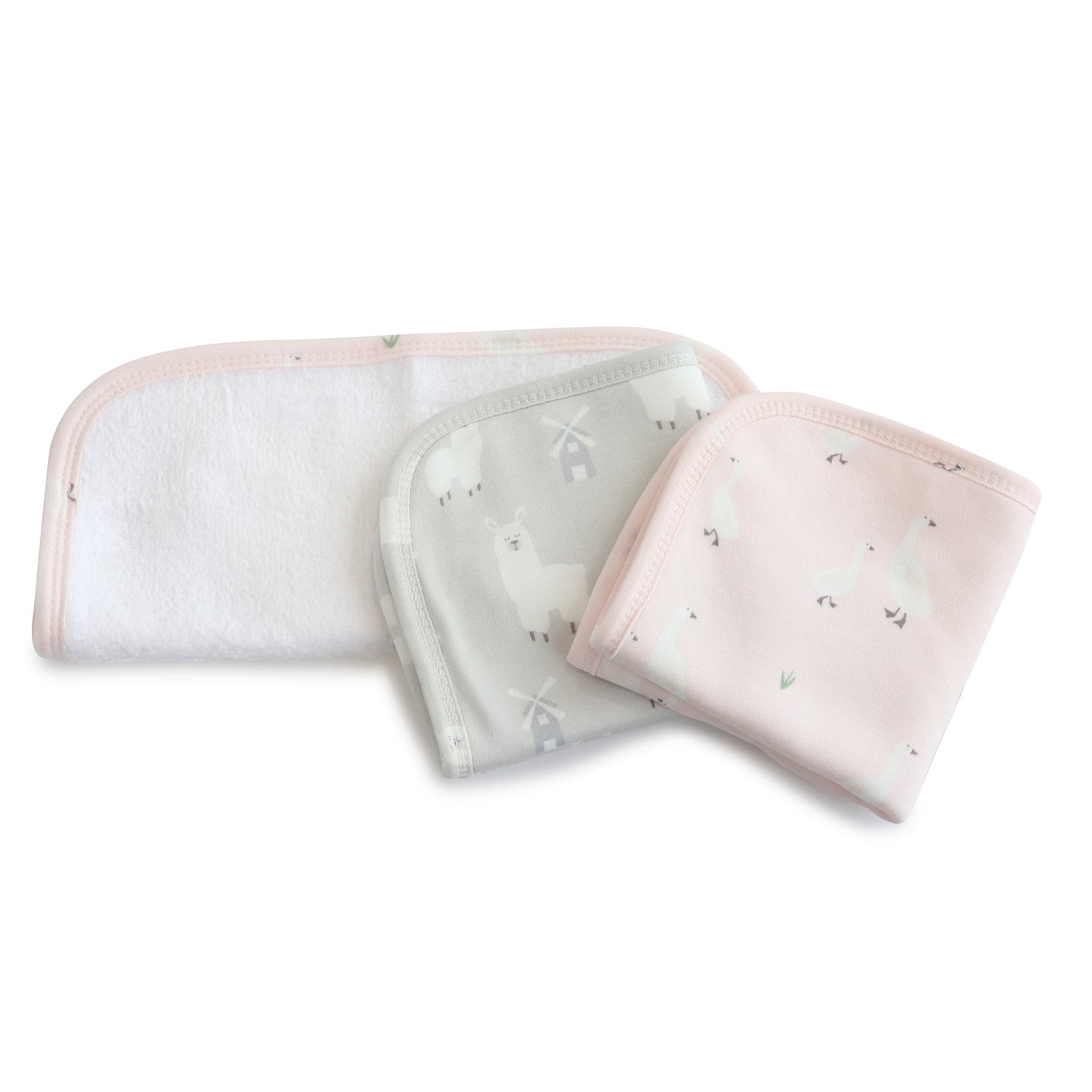 Provincial 3pk Wash Cloth - Blush/Grey