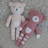 Nordic 2pk Knit Baby Rattles Dusty Berry/Rose Bear