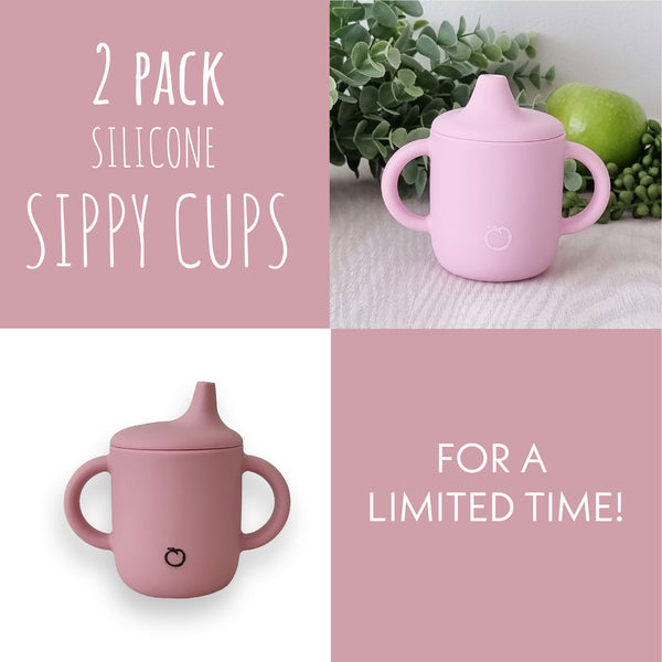 Plum 2pk Silicone Sippy Cups Bundle - Pink & Dusty Berry