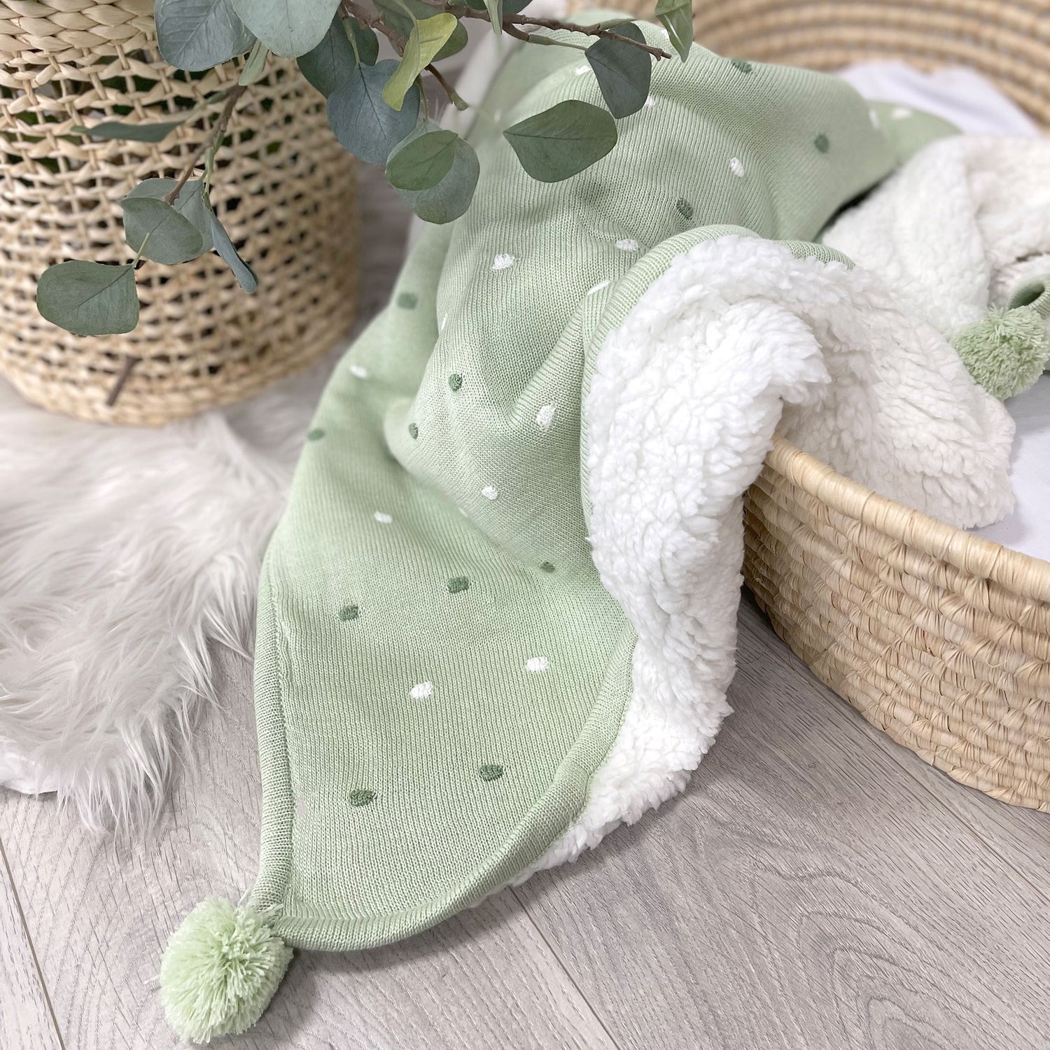 Confetti Knit Blanket - Olive