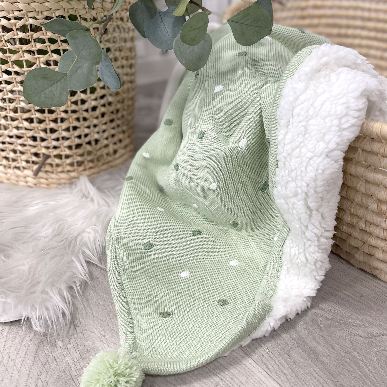 Confetti Knit Blanket - Olive